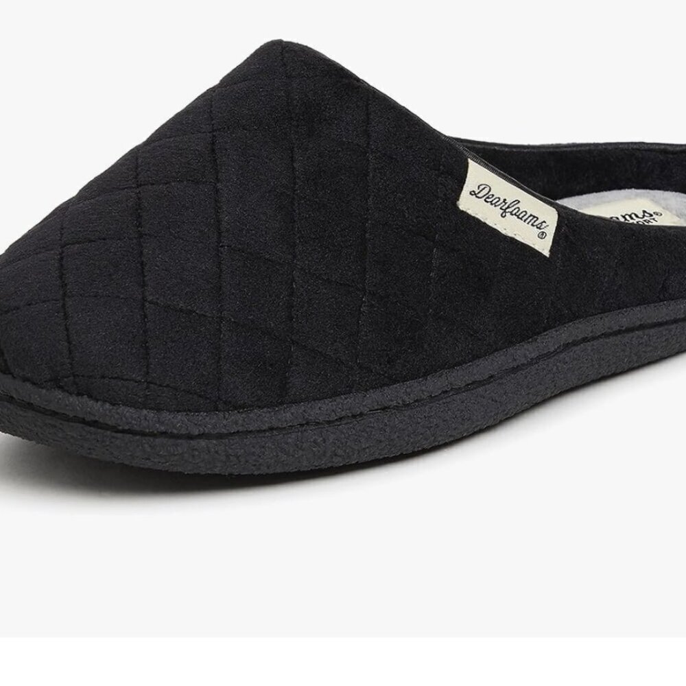 NWT Dearfoams Women's Memory Foam Washable Leslie Clog House Slipper, black 7-8